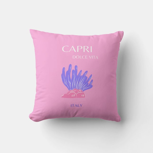 Cojín Decorativo Capri, Italia, Preppy, Rosa (Anverso)