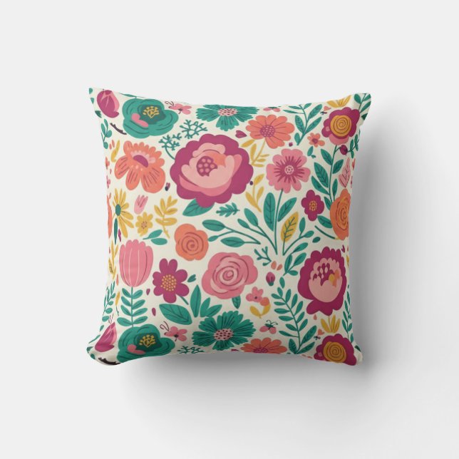Cojín Decorativo Capricho de Jardín Retro (Anverso)