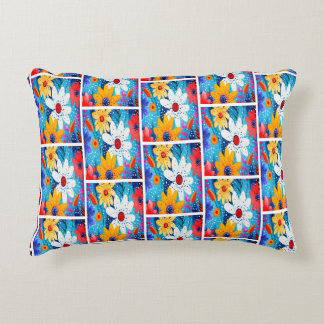 Cojín Decorativo Caprichosas Margaritas Retro Coloridas y Lunares