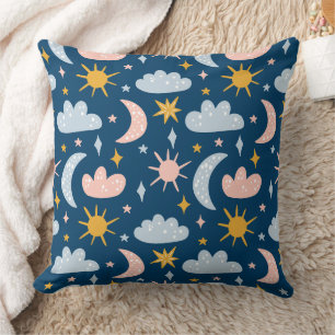 Cojín Decorativo Caprichoso Boho Arcoíris y Patrón Floral Sin Costu