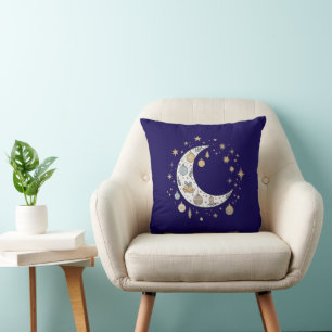 Cojín Decorativo Caprichoso Boho Celestial Navidad Luna y Estrellas
