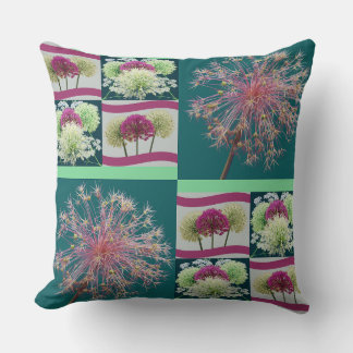 Cojín Decorativo Caprichoso Collage de Capullos de Flor de Allium