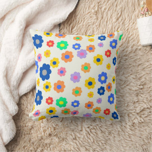 Cojín Decorativo Caprichoso Colorido Y2K Floral Retro Alegre