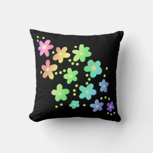 Cojín decorativo caprichoso de flores arcoiris