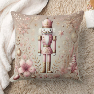 Cojín Decorativo Caprichoso Elegante Cascanueces Pastel Rosa y Dora
