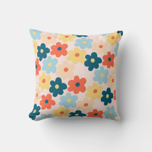 Cojín Decorativo Caprichoso Floral Colorido Retro, Alegre, Elegante