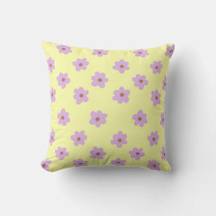Cojín Decorativo Caprichoso Floral Morado y Amarillo Retro, Alegre,