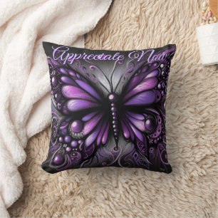 Cojín Decorativo Caprichoso Mariposa Gótico Púrpura Personalizado