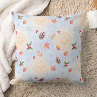 Cojín Decorativo Caprichoso Solsticio de Invierno Sol & Copos de Ni