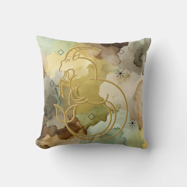 Cojín Decorativo Capricornio Dorado (Anverso)