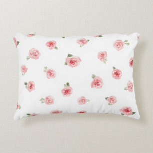 Cojín Decorativo Capullo de rosa rosa acuarela floral vintage rosa 