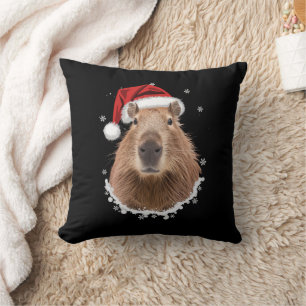 Cojín Decorativo Capybara Divertida Navidad