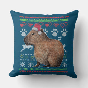 Cojín Decorativo Capybara Santa Claus Navidades feos Sweater Holida