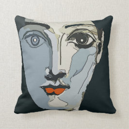 Cojín Decorativo Cara Abstracta En Azul