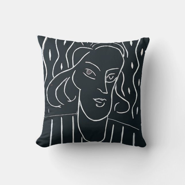 Cojín Decorativo Cara abstracta en negro (Anverso)