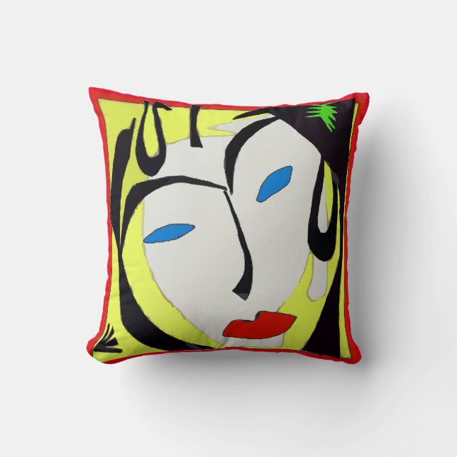 Cojín Decorativo Cara Abstrata En Amarillo (Anverso)