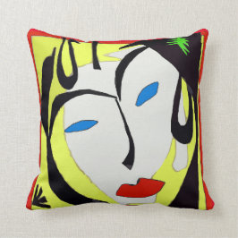 Cojín Decorativo Cara Abstrata En Amarillo