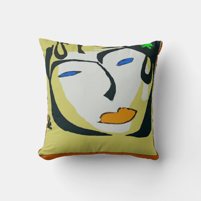 Cojín Decorativo Cara Abstrata En Amarillo (Anverso)
