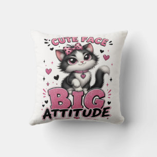 Cojín Decorativo Cara Bonita Gran Actitud Cita de Gato Sassy