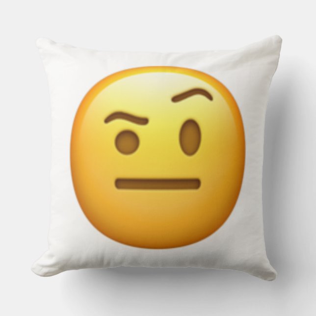 Cojín Decorativo Cara con una ceja elevada - Emoji (Anverso)
