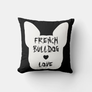 Cojín Decorativo Cara de amor de nariz negra Bulldog Francés Abstra