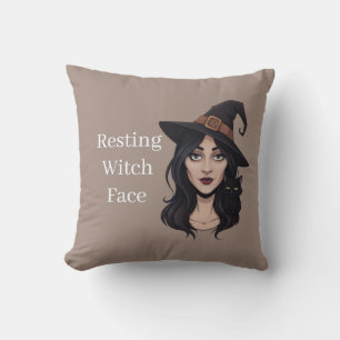 Cojín Decorativo Cara de Bruja Relajada Halloween Divertido