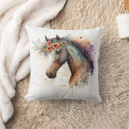 Cojín Decorativo Cara de caballo con flores