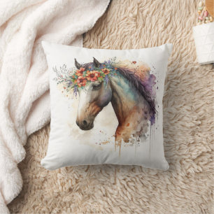 Cojín Decorativo Cara de caballo con flores