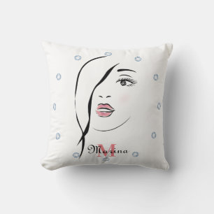 Cojín Decorativo cara de chica, glamurosa, cara, moderna personaliz