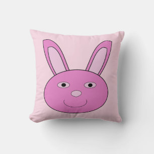 Cojín Decorativo Cara de conejito rosa lindo para primavera y Pascu
