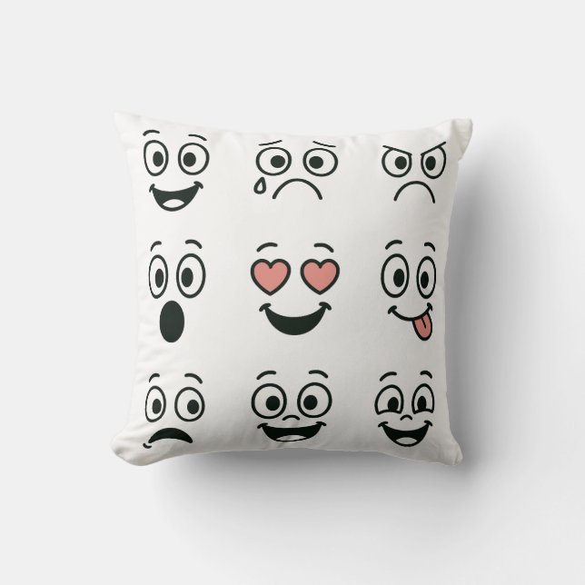 Cojín Decorativo Cara de Emoji de Mano Artística (Anverso)