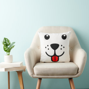 Cojín Decorativo Cara de emoticono feliz de perro cachorro animal m