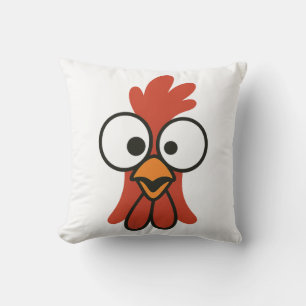 Cojín Decorativo Cara de gallo de dibujos animados divertida con oj