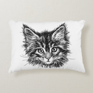 Cojín Decorativo Cara de gatito negro y blanco