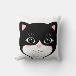 Cojín Decorativo Cara de gato esmoquin lindo feliz