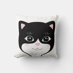 Cojín Decorativo Cara de gato esmoquin lindo feliz
