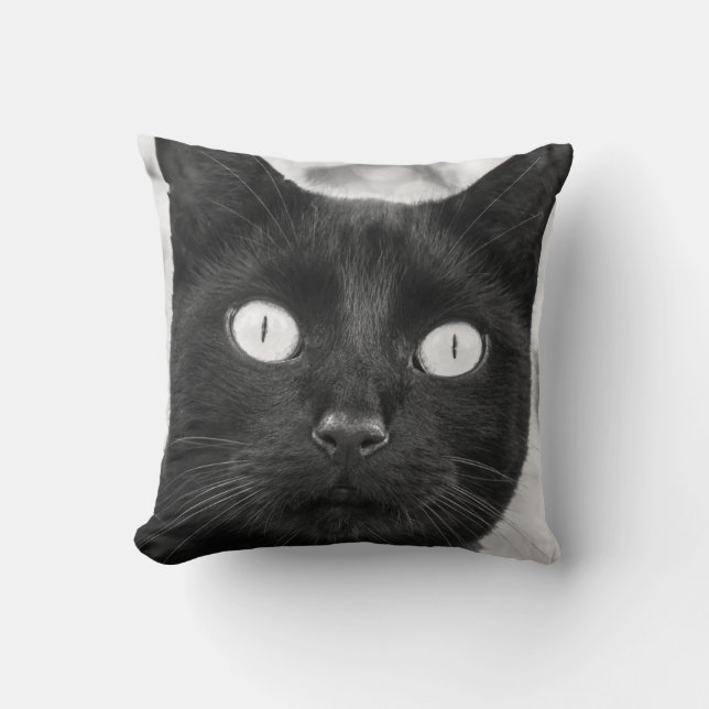 Cojín Decorativo Cara de gato negro (Anverso)