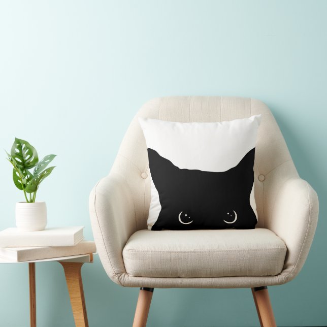 Cojín Decorativo Cara de gato negro enfadado (Silla)