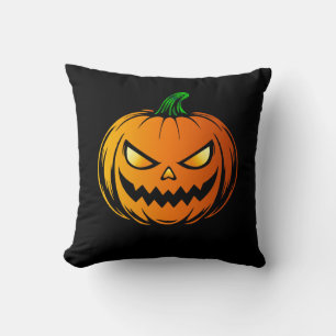 Cojín Decorativo Cara de horror de calabaza brillante - Halloween