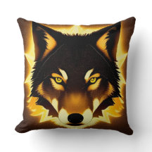 Cara de Lobo Radiante Iluminada por Luz Dorada