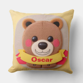 Cojín Decorativo Cara de oso Personalizado con cinta colorida