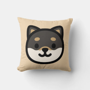 Cojín Decorativo Cara de perro Shiba Inu negro lindo