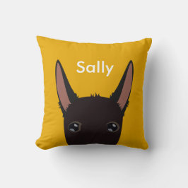 Cojín Decorativo Cara de podenco personalizada: negro, blanco y ama
