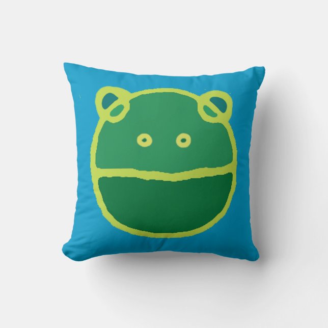 Cojín Decorativo Cara de rana verde (Anverso)