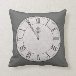Cojín Decorativo Cara de reloj del número romano B&W