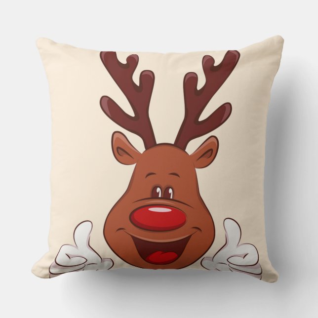 Cojín Decorativo Cara de reno de los navidades (Anverso)
