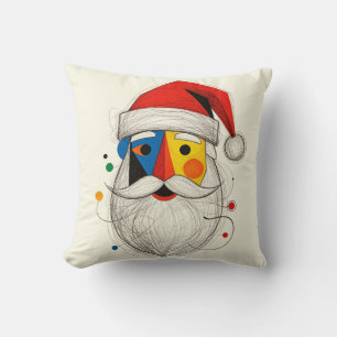 Cojín Decorativo Cara de Santa Abstracta Navidad Moderna