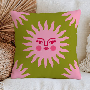 Cojín Decorativo Cara de Sol Bohemiana Rosa en BOHO Chic Místico Ve