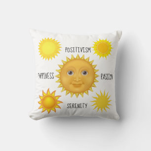 Cojín Decorativo Cara de sol brillante amarillo asombrosamente feli