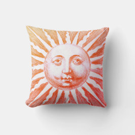 Cojín Decorativo Cara de sol rojo vintage antiguo